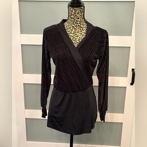 Elegant Black Velvet Wrap Top Size XS